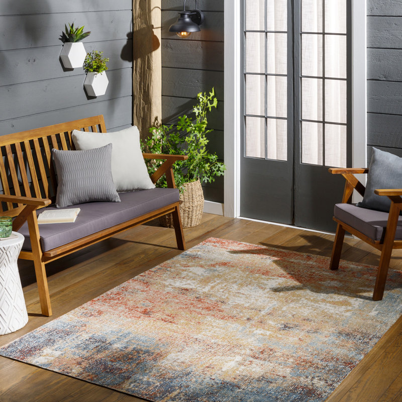 Borough Wharf Cedrone Machine Woven Orange/Grey Rug & Reviews Wayfair